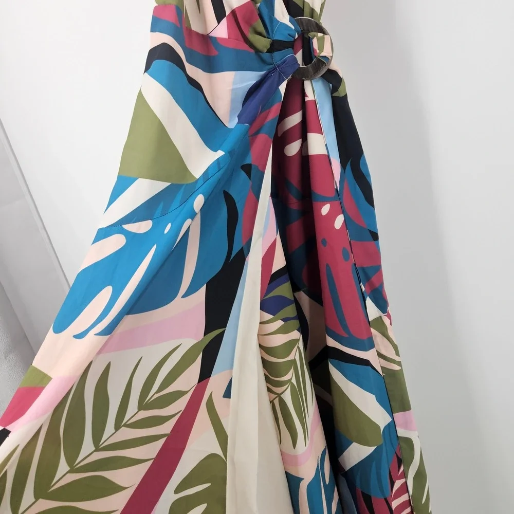 Hutch Anthropologie Sohla Wrap Maxi Dress Multi Tropical Wedding Guest Maxi Sz M - Picture 8 of 16